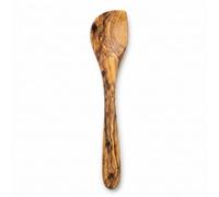 Artisanal Olive Wood Cooking Spoon with Unique Scraping Edge, Reaches Every Corner, Natural Grain, 100% Chemical Free