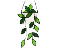 Artisanal Pothos Stained Glass Window Hangings Suncatcher Exquisite Home Decorations Unique for Every Occasion (Dark Green, A)