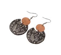 Artisanal Wood Dangle Earrings Retro Geometric Patterns Sustainable Comfort Fit Day to Night Accessories Patchwork Ear Studs Retro Styles Ear Studs
