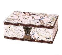 Artisanal Wooden Storage Box With Leather Trim And Traditional Chinese Visual Motifs With Functional Alloy Clasp(C 23.6 * 17 * 9)