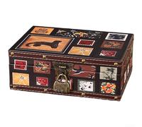 Artisanal Wooden Storage Box With Leather Trim And Traditional Chinese Visual Motifs With Functional Alloy Clasp(D 23.6 * 17 * 9)