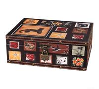 Artisanal Wooden Storage Box With Leather Trim And Traditional Chinese Visual Motifs With Functional Alloy Clasp(D 32 * 24 * 12)