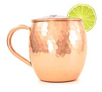 Artisan's Anvil Premium Copper Moscow Mule Mug - Hammered Barrel Mug - 16 oz - 100% Pure Handcrafted Copper - Heavy Gauge - No Lining - Includes FREE Recipes & Care E-book