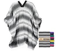 Artisans Bazaar Mexican Baja Poncho 100% Warm And Comfortable Sarapes Mexicanos Winter Coat, Gray, One Size