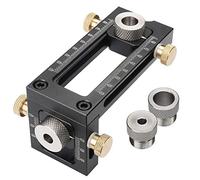 ArtisanShow 2-in-1 Adjustable Woodworking Drilling Puncher Locator Dowel Drill Guide Kit,4-Hole 6/8/10/12mm Pin Fixture Woodworking Hole Drill Bit Set for Bed Cabinet Screws Punch Locator