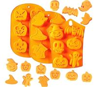 ArtisanShow 3-Piece Halloween Silicone Molds Set - 18 Patterns, Non-Stick, BPA-Free, Orange, Irregular Shapes for Baking, Chocolate, Candy, Jelly & More