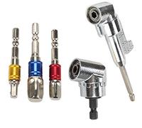 ArtisanShow 5PCS 60mm 138mm 105 Degree Angle Extension 1/4 Inch Drive Hex Bit and 1/4" 3/8" 1/2" Impact Socket Square Nut Driver Bit Hex Shank Square Set Cordless Impact Grade Socket DIY Tools Gift