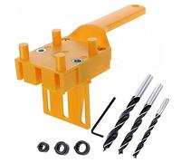 ArtisanShow 8PCS Woodworking Dowel Jig Pocket Hole Jig Wood Drilling Doweling Hole Saw Kit Metal Dowel Pins 6 8 10mm Drill Bits Drill Guide Positioning Hole Drilling Carpentry Tool (Yellow)