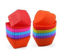 ArtisanShow Muffin Baking Cups Reusable Square&Heart Shape Silicone Cupcake Molds Mini Nonstick Cupcake Liners Truffle Chocolate Candy Molds Set DIY Cake Tools Pack of 30