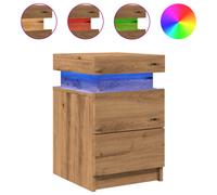 (artisian oak, 1 pcs) vidaXL Bedside Cabinets with LED Bed Table 2 pcs Artisian Oak Engineered Wood