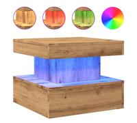 (artisian oak, 50 x 50 x 40 cm) vidaXL Coffee Table with LED Lights Hallway Accent End Table Side Sofa Table