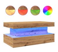 (artisian oak, 90 x 50 x 40 cm) vidaXL Coffee Table with LED Lights Hallway Accent End Table Side Sofa Table
