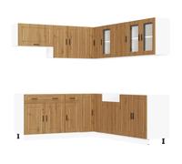 (artisian oak) vidaXL 11 Piece Kitchen Cabinet Set Porto Smoked Oak Engineered Wood