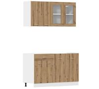 Kitchen Cabinets 140x46x81.5cm Smoked Oak Engineered Wood Matte 8-Door Set Plus