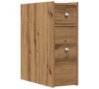 (artisian oak) vidaXL Narrow Bathroom Cupboard with Wheels Cabinet Engineered Wood