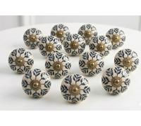 ARTISNO Ceramic Knobs Black and White Set of 14 for Kitchen Cabinets Bathroom Cupboards Dresser Drawers Chest Handmade Knobs and Pulls (matt Black)
