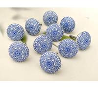ARTISNO Ceramic Knobs Colorful Blue for Kitchen Cabinets Bathroom Cupboards Dresser Drawers Chest Handmade Pottery Set of 10