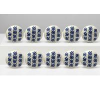 ARTISNO Ceramic Knobs Colorful Blue for Kitchen Cabinets Bathroom Cupboards Dresser Drawers Chest Handmade Pottery Set of 10 (Geometry)