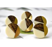 ARTISNO Three Tone Gold Designs Wood Resin Door Knobs, Vintage, Shabby Chic, Interior Furniture, Cabinet Cupboard Drawers Pulls Handles (White)