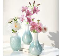 Artisoul® Ceramic Vases Decoration, Set of 3 Small Vases, Flower Vases, Decor Vases for Table Decoration, Shelf Decoration, Small Bouquet, Green Plant, Minimalist Decoration, Modern Home Decoration
