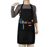 Artist Apron,Garden Pottery Painting Aprons for Adults Women 3 Pockets, Adjustable Bib Apron for Art Gardening Cooking Black, Black, Large