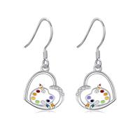 Artist Earrings Sterling Silver Paint Palette and Brush Dangle Earrings Mother's Day Jewellery for Artists