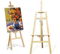 Artist Easel, 1.75M Pine Wood Art Easel Stand Adjustable Drawing Painting Holder, Professional Studio Easel A-Frame Floor Standing Easel Tripod for Painting and Sketching, Artists, Easy to Assemble