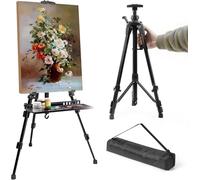 Artist Easel Stand for Painting with Tray & Bag, 55-155cm Adjustable Folding Tripod Display Easel, Painting Display Easel for Drawing, Poster