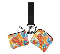 Artist Flower Rainbows Marigold Women's Card Cases Change Holder Small Detachable Money Organizers with Wristlet Strap for Work Travel 2 Pcs