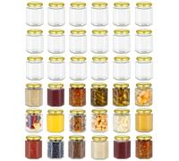 Artist Hand 36 Pack Jam Jars with Lids, 280ml/9oz Hexagonal Glass Jam Jars