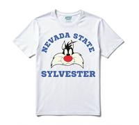 ARTIST MARKET Nevada State Sylvester T-Shirt 100% Cotton, White, XS