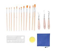 Artist Oil Paint Brush Set | 12 Brushes & 3 Palette Scrapers for Acrylic/Watercolor/Oil Painting | Beech Wood Handle Artist Toolkit