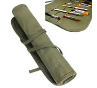 Artist Paint Brush Holder,22 Slots Canvas Brushs Roll-Up Bag(40*32cm,Green)