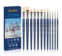 Artist Paint Brush Set, 12 Piece Professional Brushes for Watercolor, Oil, Acrylic Gouache and Tempera Painting (Dark Blue)