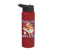 Artist Painter Graphic Studio is My Happy Place Art Saying Stainless Steel Insulated Water Bottle
