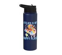 Artist Painter Graphic Studio is My Happy Place Art Saying Stainless Steel Insulated Water Bottle
