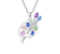Artist Palette Art Necklace Sterling Silver Paint Palette Pendant Thanksgiving Mother's Day Jewellery Gifts for Girls