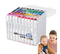 Artist Pen Stamps,80 Thin Non Piercing Brush Tips,Coloring Pen for Kids | for Journal, Sketchbook, Illustration, School, Kindergarten