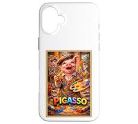 Artist Pig Painting Paint Fun Animal Parody Art Print Poster Case for iPhone 16 Plus