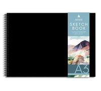 Artist Sketch Pad A3 - Hardback Sketchbook Portrait or Landscape - 170gsm White Cartridge Paper - 40 Pages (20 Sheets) Tear-Off Artist Quality Drawing Pad - Twin Wiro Bound (A3 Landscape)