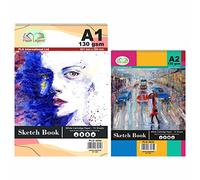 ( ) Artist Sketch Pad Spiral Bound Sketch Book, 130 GSM Double Sided White Cartridge Paper Sheets, Drawing Pad, Ideal for Sketch Pencils, Pen & Pastels (A1 + A2 Sketch Pad)