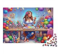 Artist Studio 1000-Piece Jigsaw Puzzle Painter Girl Vibrant Studio Art - Brainteasing Challenge for Adults52x38cm/1000pcs