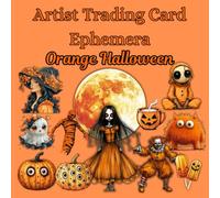 Artist Trading Card Ephemera Orange Halloween, Cut and Collage: Ephemera Book, Junk Journal, Glue Books, Mixed Media Collage Art, Scrapbooking, Decoupage, Card Making, Art Journaling