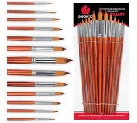 Artist Watercolor Paint Brushes Set 13pcs - Round Pointed Tip Soft Anti-Shedding Nylon Hair Wood Long Handle - Detail Paint Brush for Watercolor, Acrylics, Ink, Gouache, Oil, Tempera, Paint by Numbers