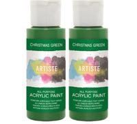 Artiste Acrylic Paint 59ml 2Oz Christmas Green, Quick-Drying Professional Art, Craft and Hobby Artists Paint, Vibrant Colour, Water-Based Paints Cover All Surfaces with Ease, Ideal for Travel Artists
