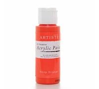 Artiste Acrylic Paint 59ml 2Oz Deep Orange, Quick-Drying Professional Art, Craft And Hobby Artists Paint, Vibrant Colour, Water-Based Paints Cover All Surfaces With Ease, Ideal For Travel Artists