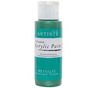 Artiste Acrylic Paint 59ml 2Oz Metallic Emerald Green, Quick-Drying Professional Art, Craft And Hobby Artists Paint, Vibrant Colour, Water-Based Paints Cover All Surfaces With Ease, Ideal For Travel Artists