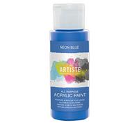Artiste Acrylic Paint 59ml 2Oz Neon Blue, Quick-Drying Professional Art, Craft and Hobby Artists Paint, Vibrant Colour, Water-Based Paints Cover All Surfaces with Ease, Ideal for Travel Artists