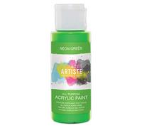 Artiste Acrylic Paint 59ml 2Oz Neon Green, Quick-Drying Professional Art, Craft and Hobby Artists Paint. Vibrant Colour, Water-Based Paints Cover All Surfaces with Ease, Ideal for Travel Artists