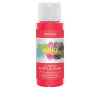 Artiste Acrylic Paint 59ml 2Oz Neon Red, Quick-Drying Professional Art, Craft and Hobby Artists Paint, Vibrant Colour, Water-Based Paints Cover All Surfaces with Ease, Ideal for Travel Artists